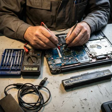 Laptop repair diagnostics in progress