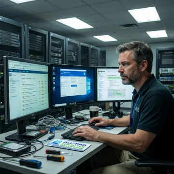 Outsourced IT help desk technician assisting users remotely