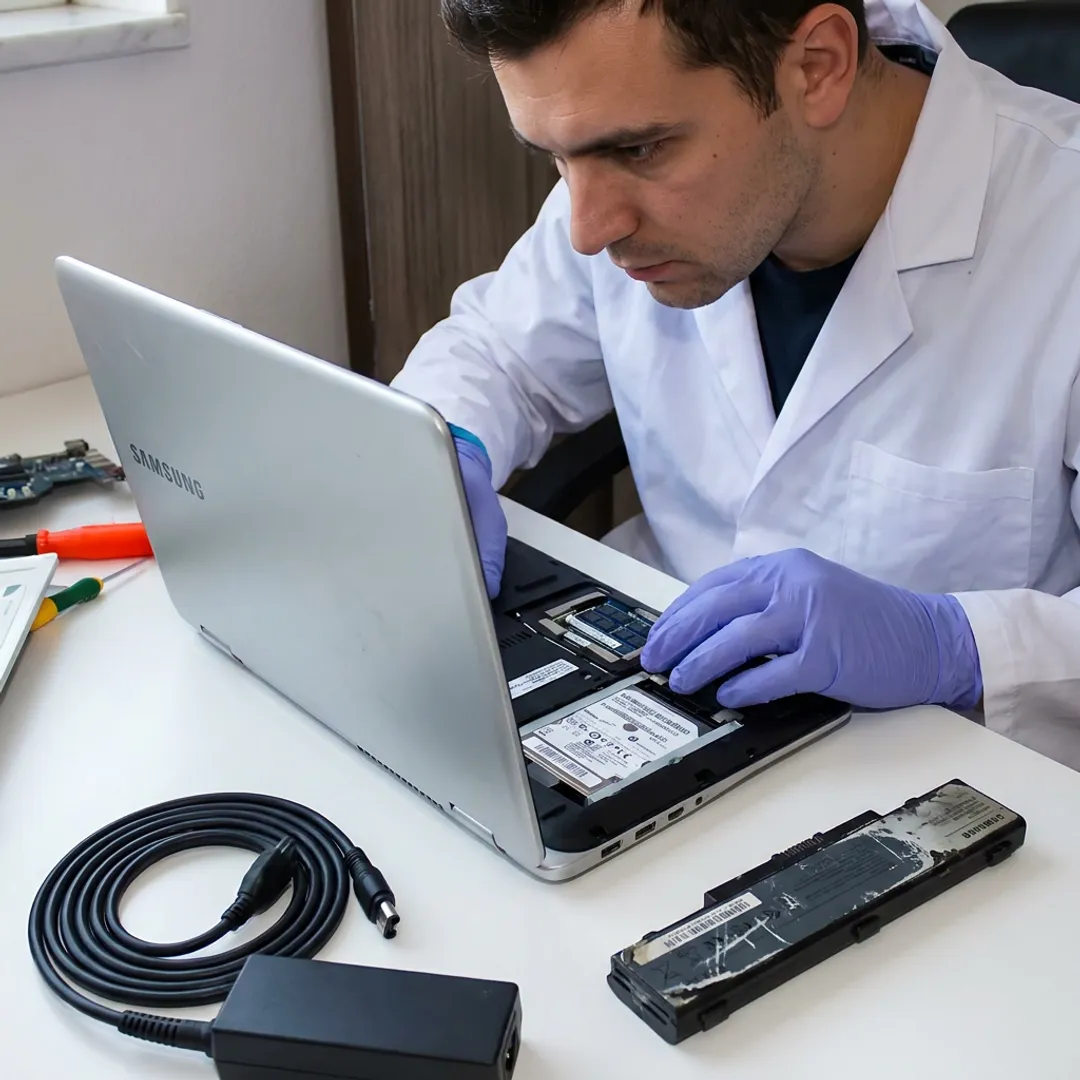 Technician repairing a Samsung laptop