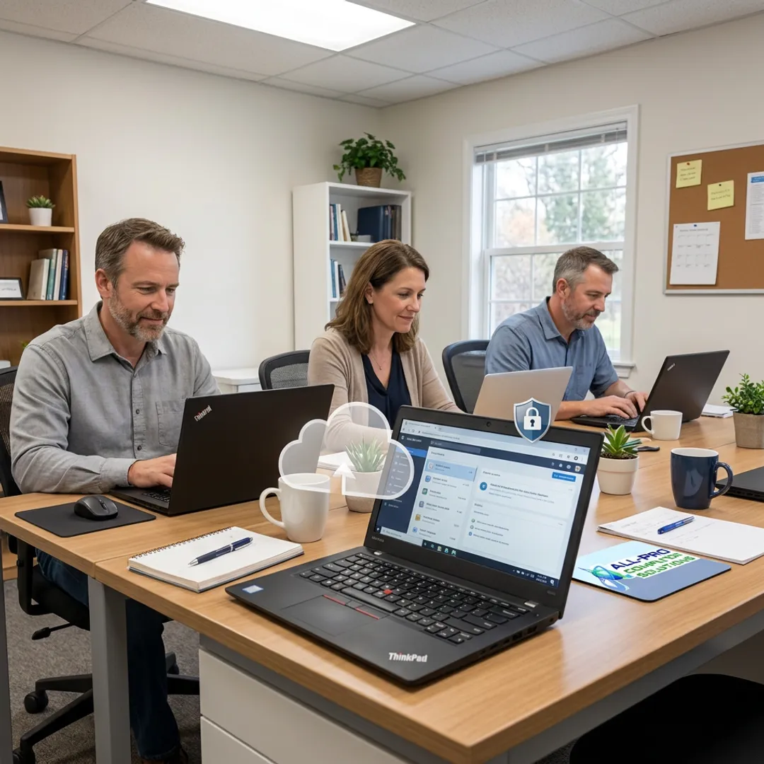Small business team using secure cloud services