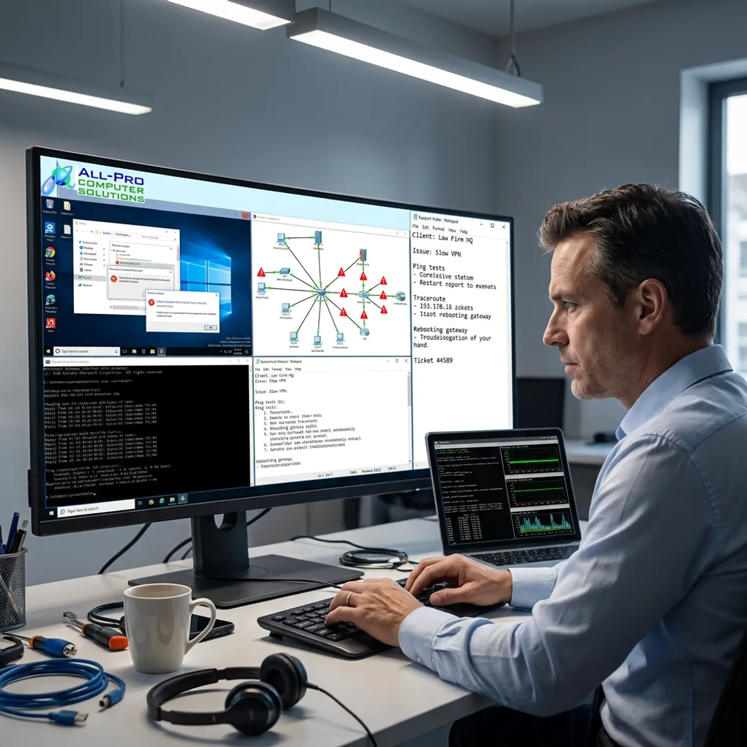Remote IT support process on business workstation