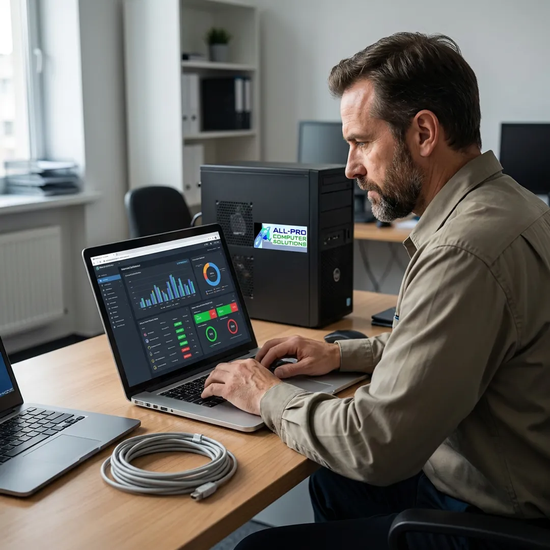 Remote IT technician supporting business computers