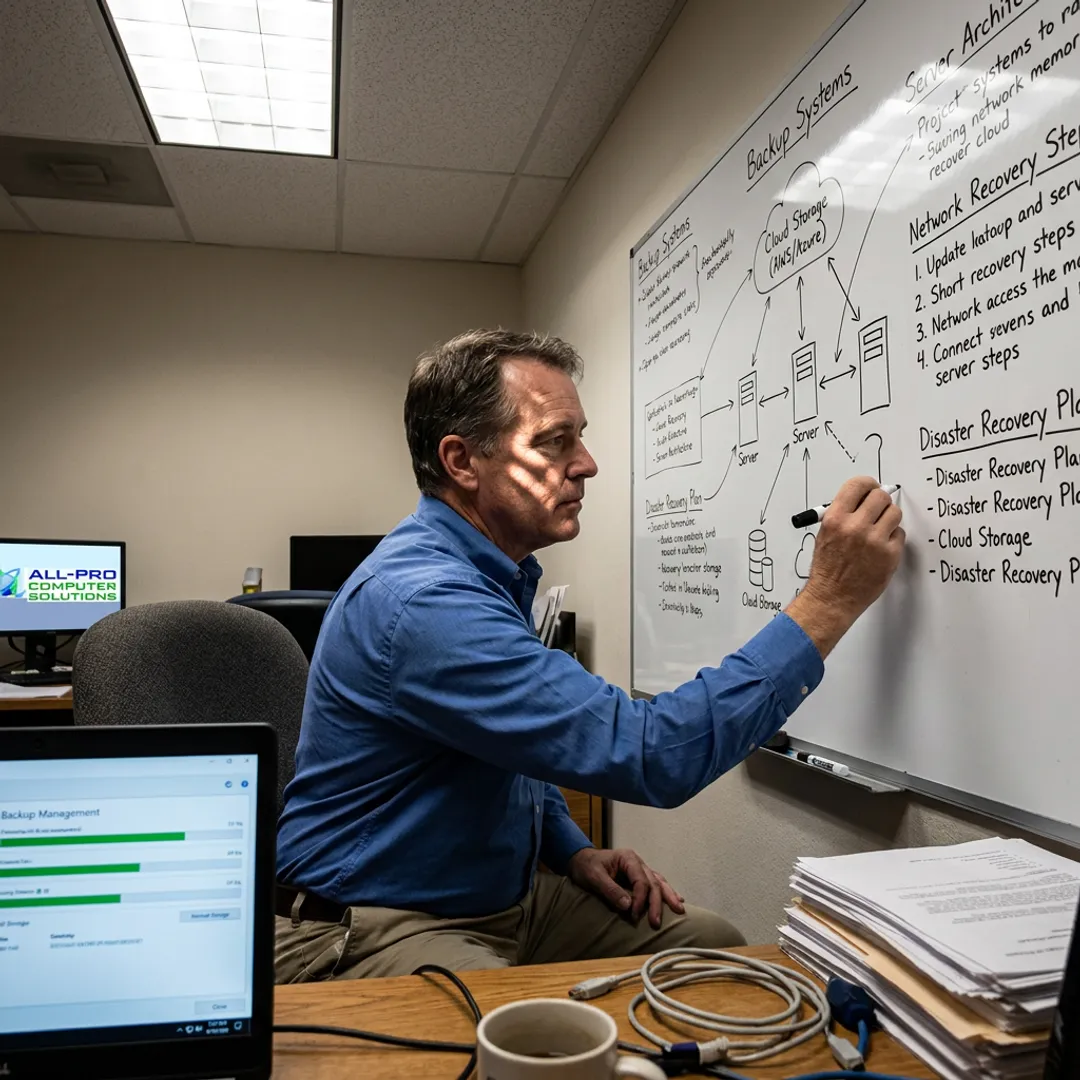 IT technician creating a recovery plan