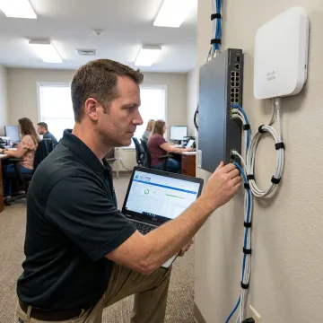 Network management process with technician configuring equipment