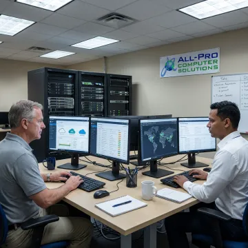 Business IT operations team monitoring systems