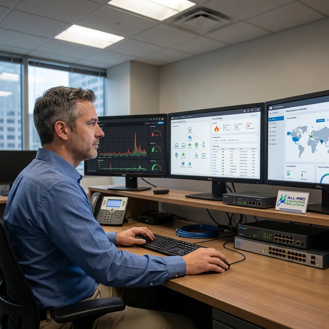 Managed network monitoring for a business office