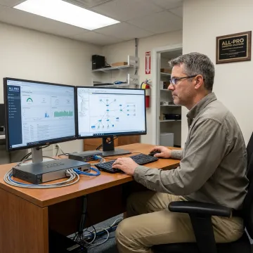 IT specialist reviewing a managed network support plan