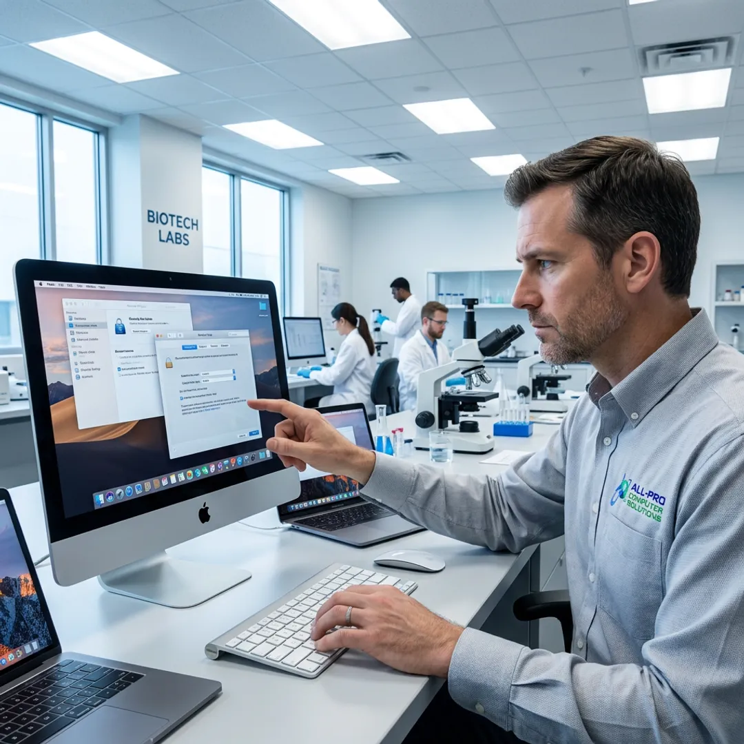 Technician configuring secure Mac systems