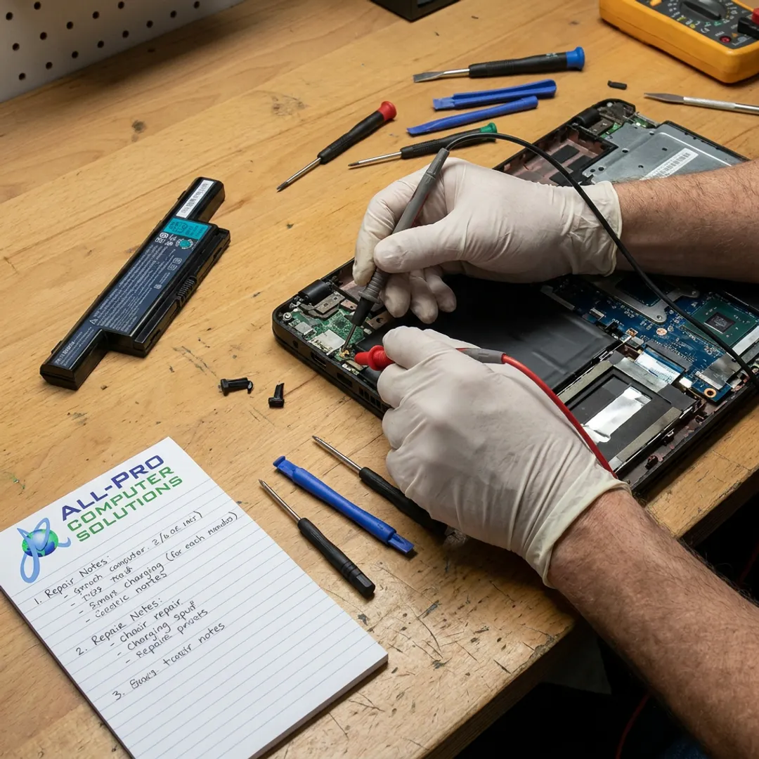 Laptop diagnostic testing in progress