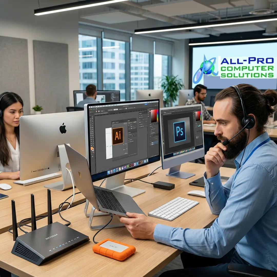 Mac IT support for a creative agency workspace