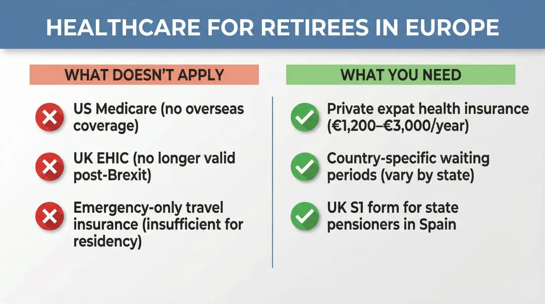 Expat retiree healthcare options comparison Medicare NHS versus European private and public systems