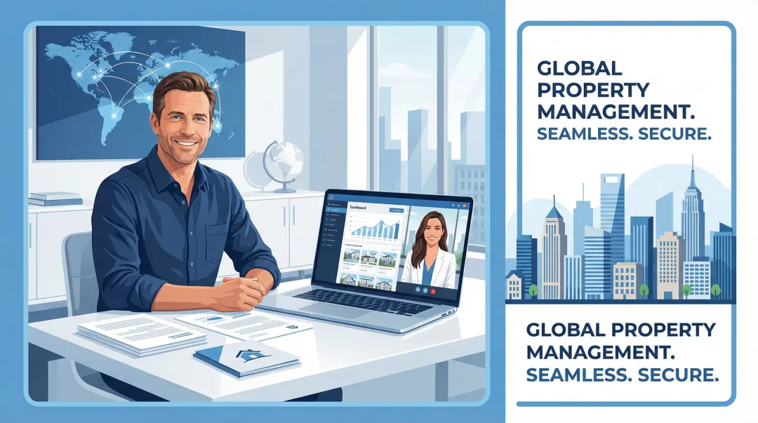 International property investor consulting with local property management professional remotely