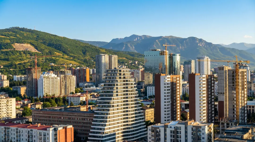 Tbilisi Georgia cityscape showing modern apartment buildings and urban real estate market