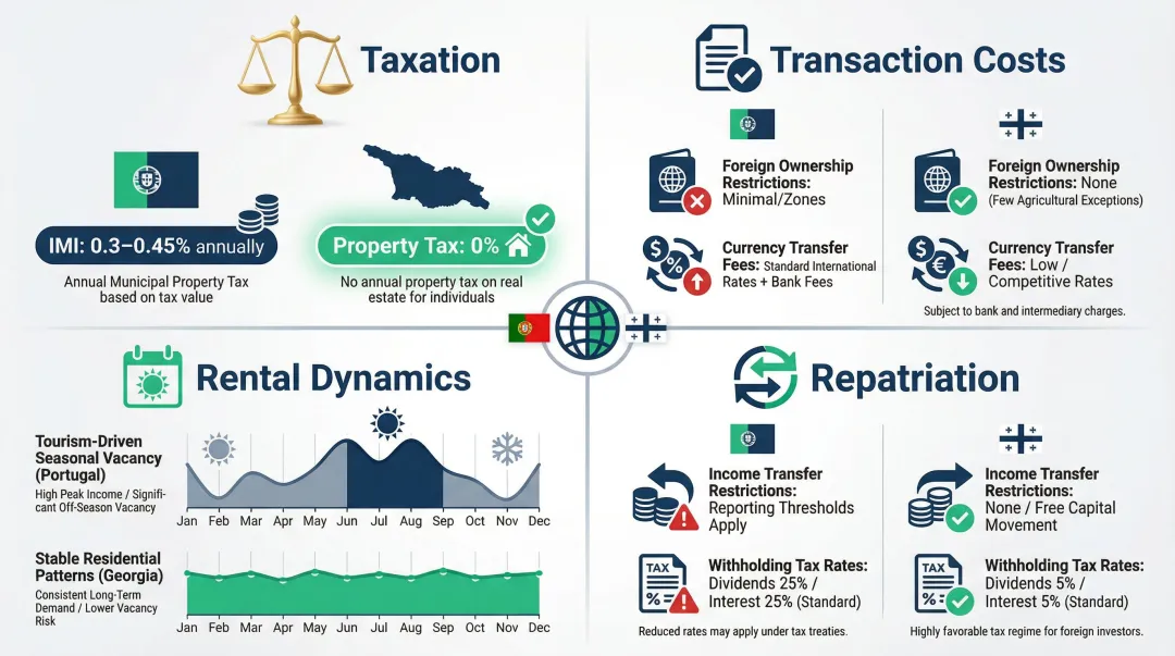 International real estate market differences comparison Portugal versus Georgia property investors