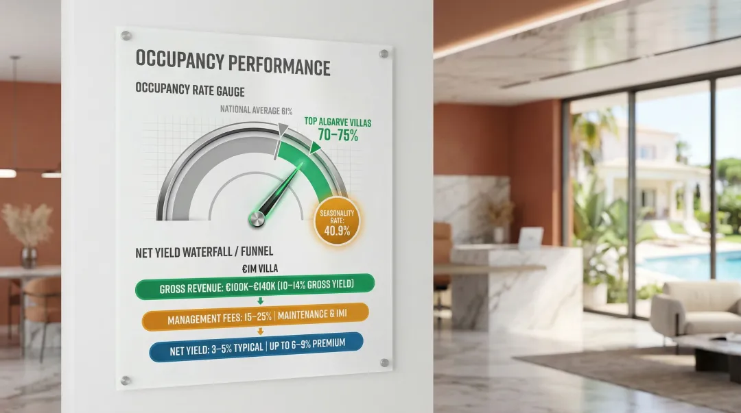 Portugal luxury villa rental yield breakdown gross net occupancy rates annual income infographic