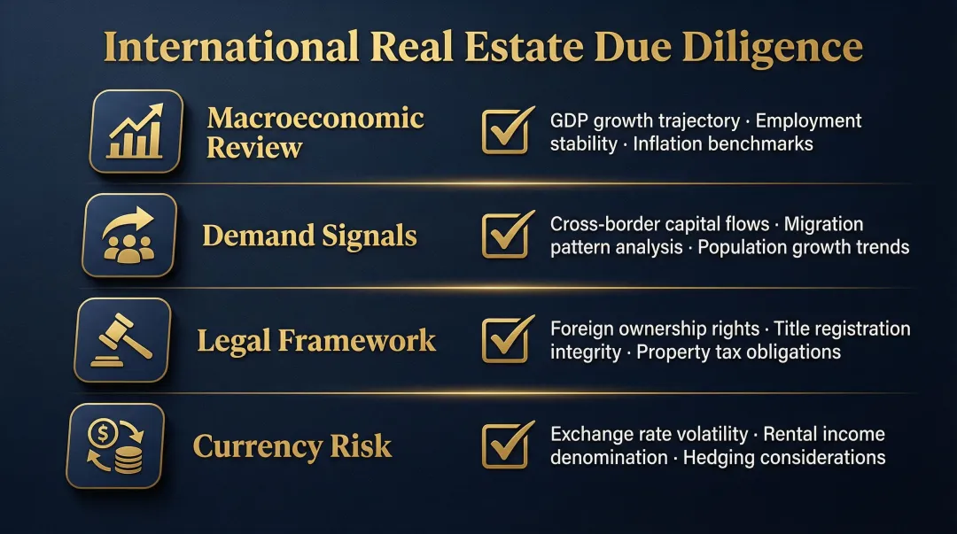 International real estate due diligence checklist four key evaluation areas for investors