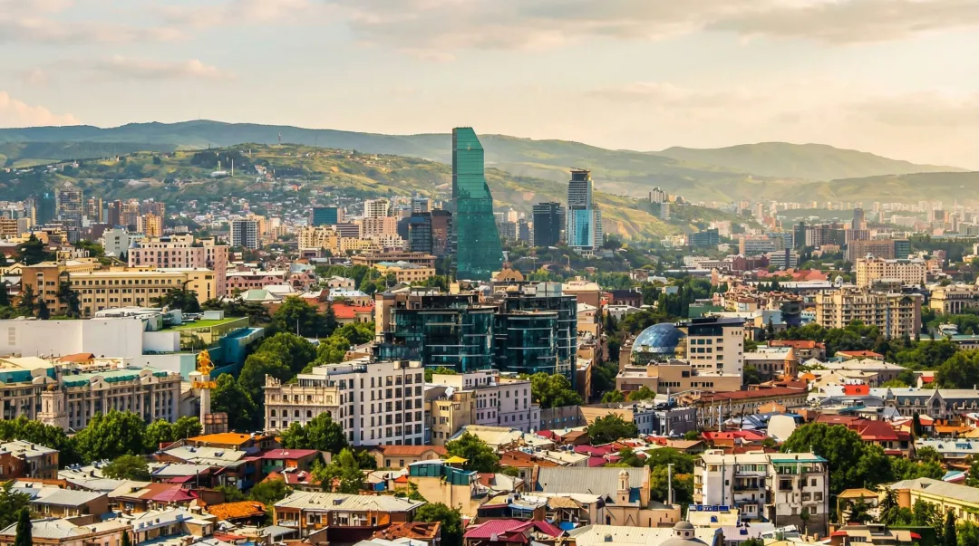 Tbilisi Georgia modern cityscape skyline with residential and commercial development