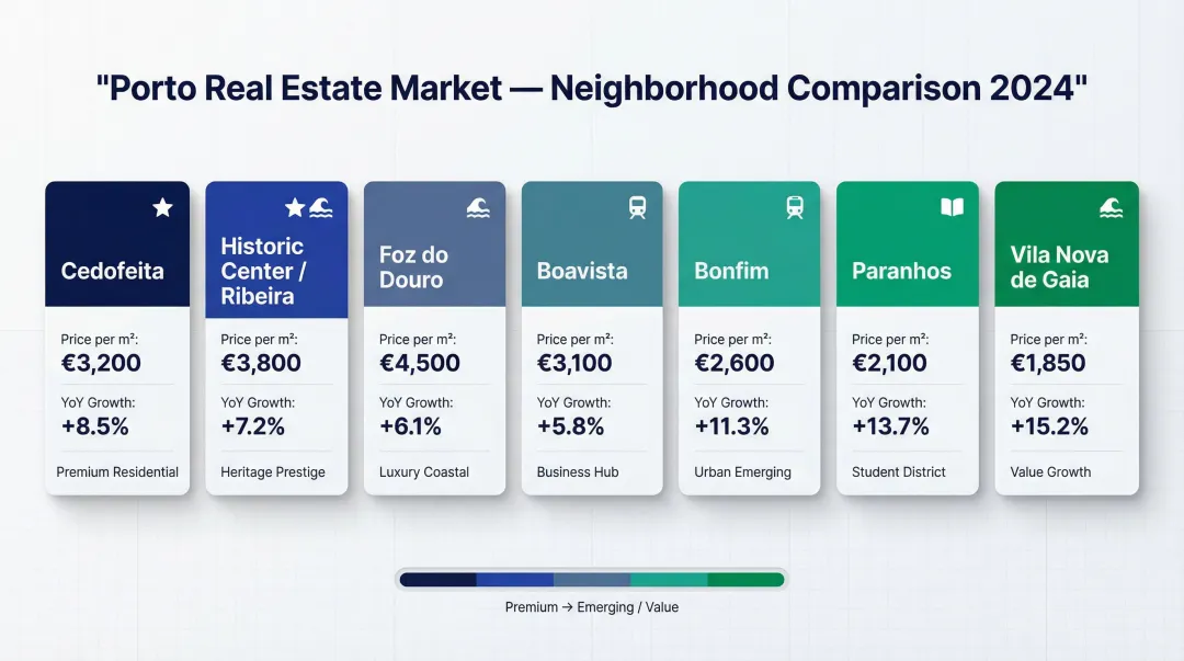 Porto neighborhood investment profiles price growth and yield comparison chart