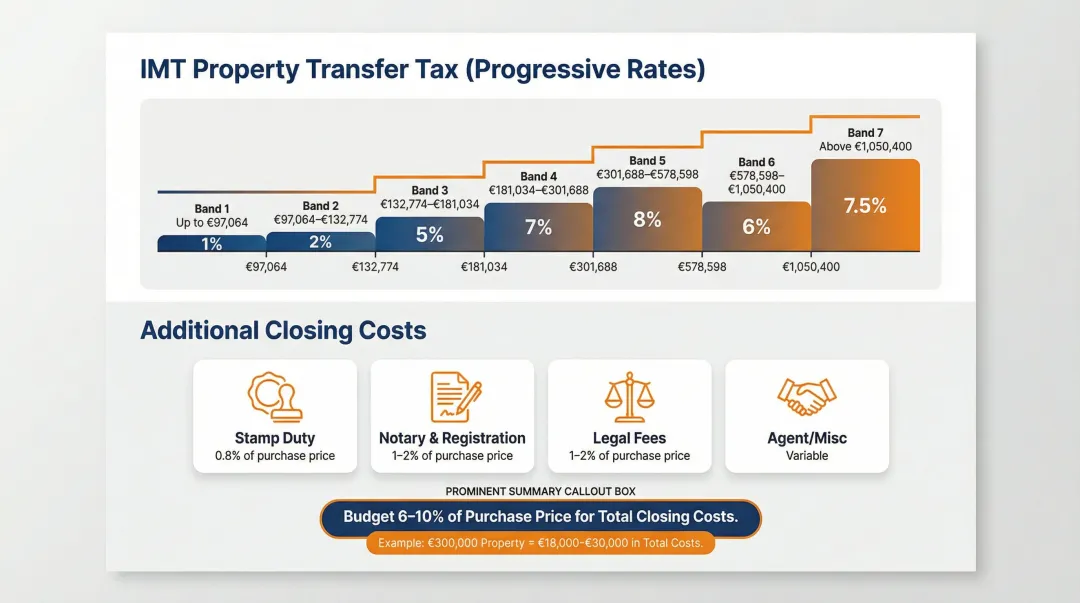 Portugal property purchase closing costs breakdown for American buyers infographic