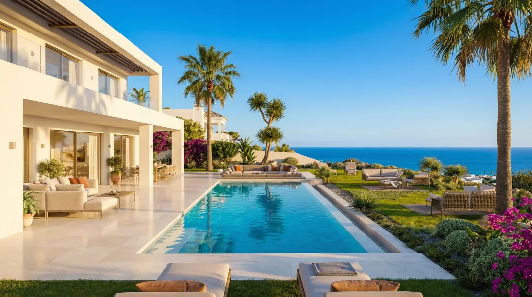 Luxury coastal villa in Marbella Spain overlooking Mediterranean Sea and marina