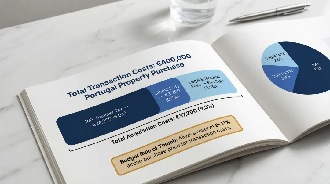 Portugal property purchase transaction cost breakdown totaling 9 to 11 percent of price