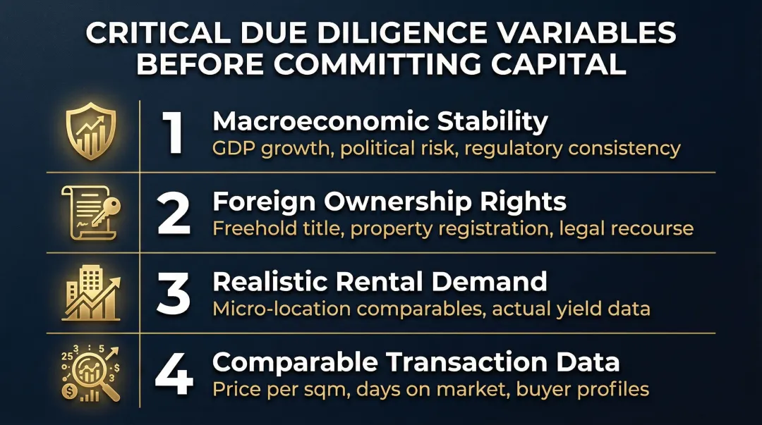 Four critical due diligence variables for international high-end real estate investment