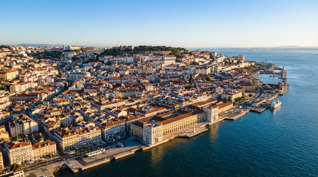 Lisbon Portugal prime residential neighborhood with luxury architecture and waterfront views