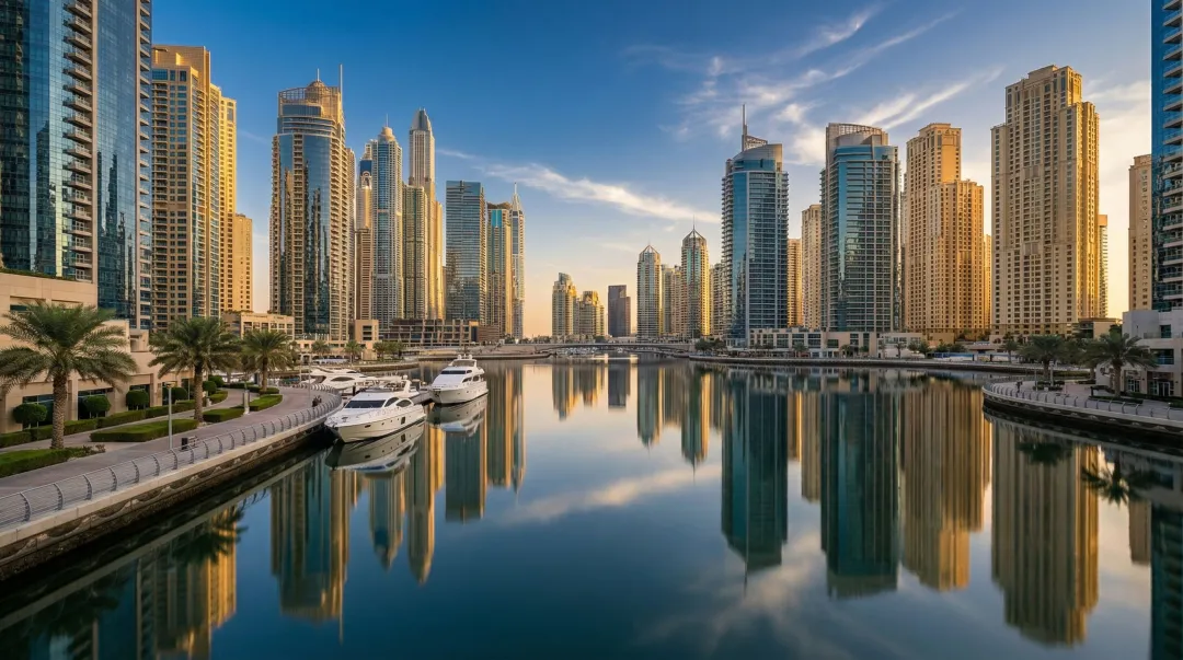 Dubai Marina luxury residential towers and waterfront skyline investment real estate