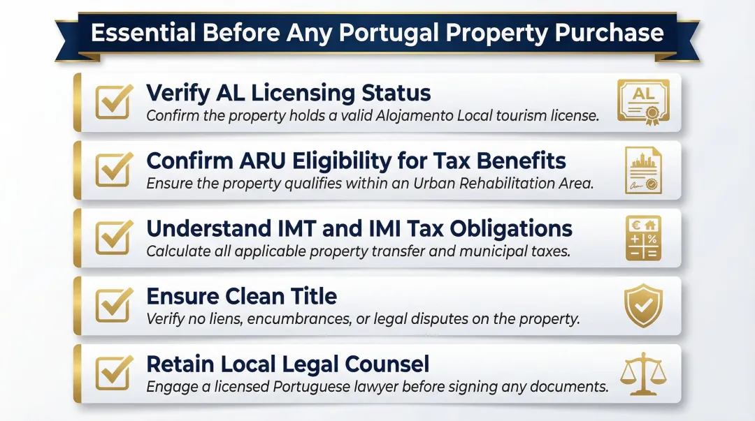 Five-step Portugal property legal due diligence checklist for foreign investors