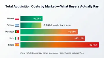 European property transaction costs by country comparison from lowest to highest