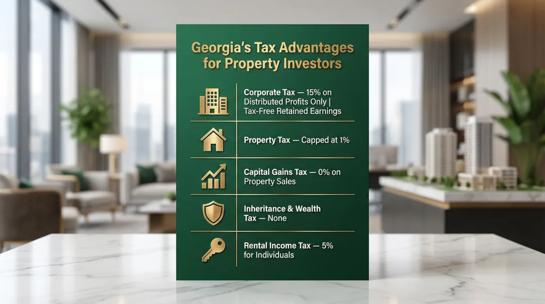 Georgia property tax advantages comparison infographic for foreign investors 2025