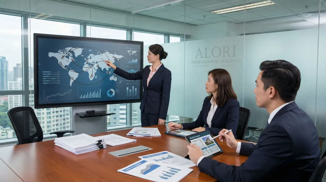 Alori International Holdings team reviewing Georgian real estate investment data and market reports