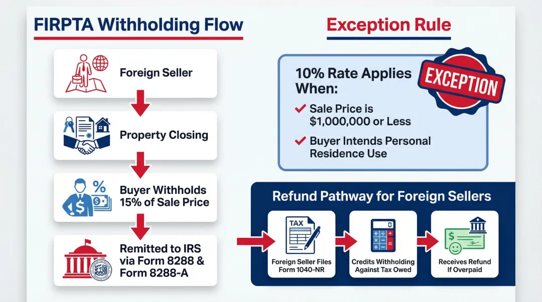 FIRPTA withholding rates and buyer obligations for foreign seller US property sale