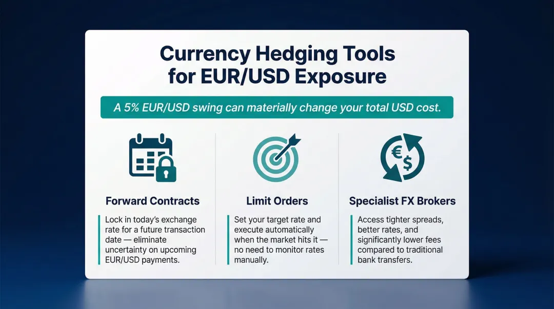 Three currency hedging strategies for Americans buying European property in euros