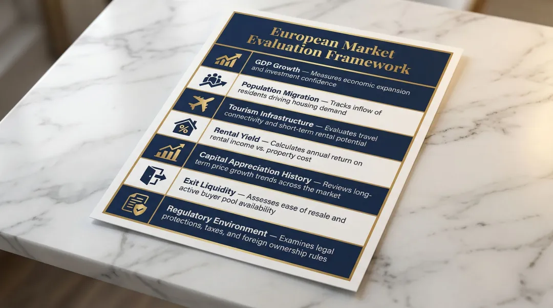 7-point European property market evaluation checklist for American investors