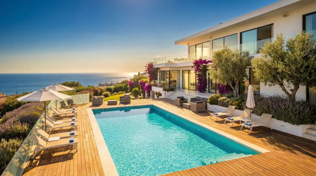 Portugal Algarve coastal holiday rental property with tourist beach destination view