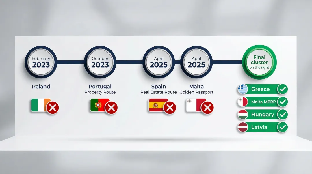 European Golden Visa program closures and active countries timeline 2023 to 2025