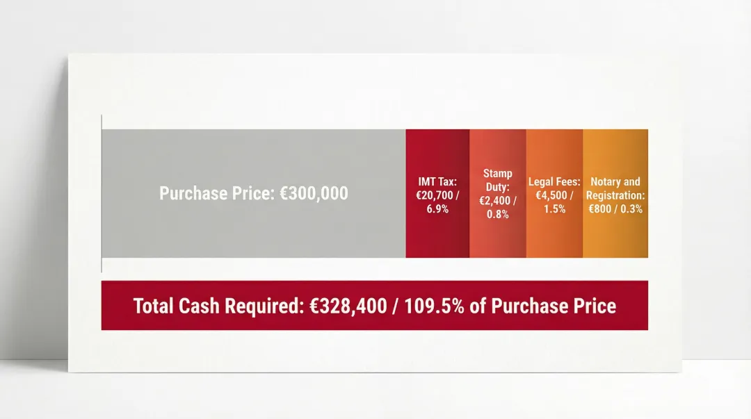 Portugal property purchase total cost breakdown on 300000 euro transaction taxes and fees