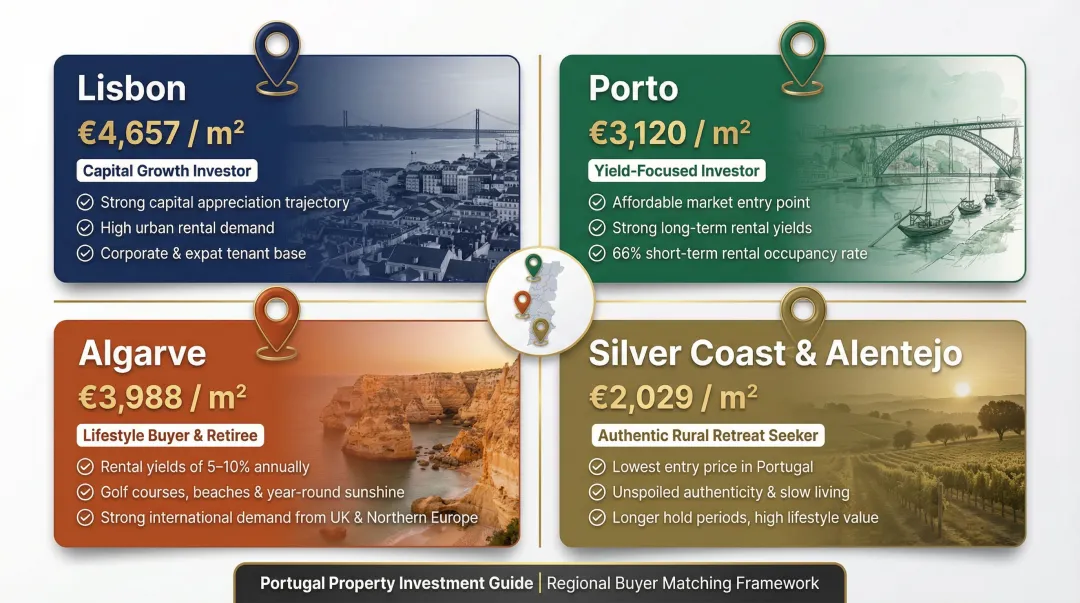 Portugal top four buyer profile locations Lisbon Porto Algarve Silver Coast comparison guide