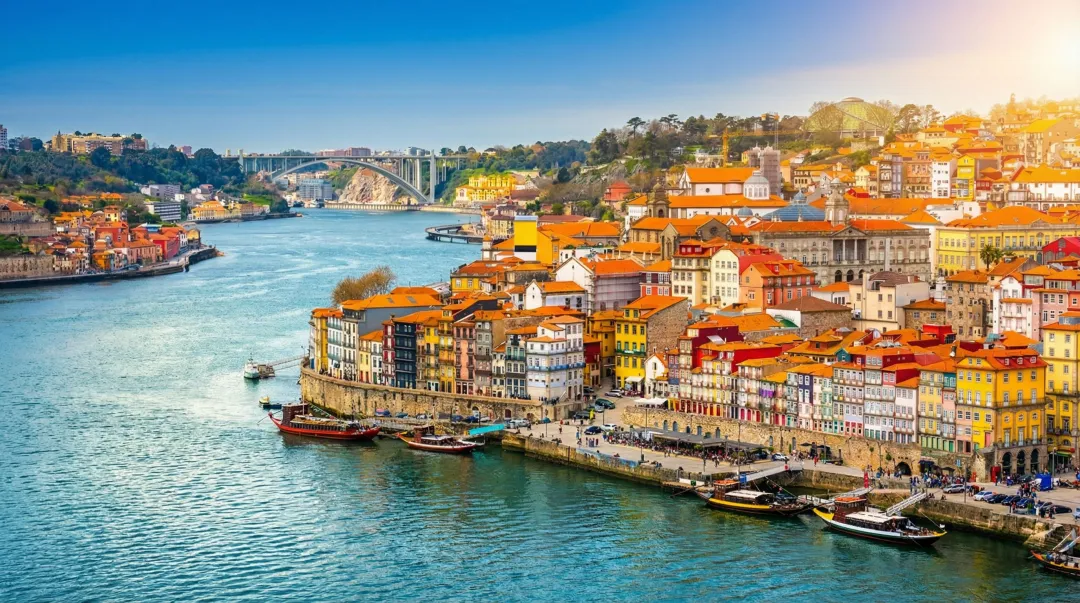Porto Portugal cityscape with Douro River medieval architecture and waterfront district