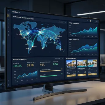 Global real estate investment portfolio showcasing international properties and market analytics