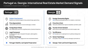 Portugal and Georgia international real estate market demand signals comparison infographic