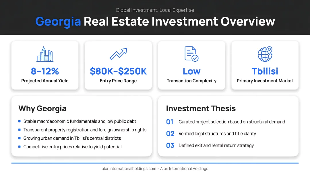 Alori International Holdings team reviewing Georgia real estate investment opportunities and data