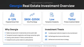 Alori International Holdings team reviewing Georgia real estate investment opportunities and data
