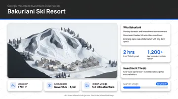 Bakuriani mountain ski resort Georgia with snow slopes and resort village infrastructure