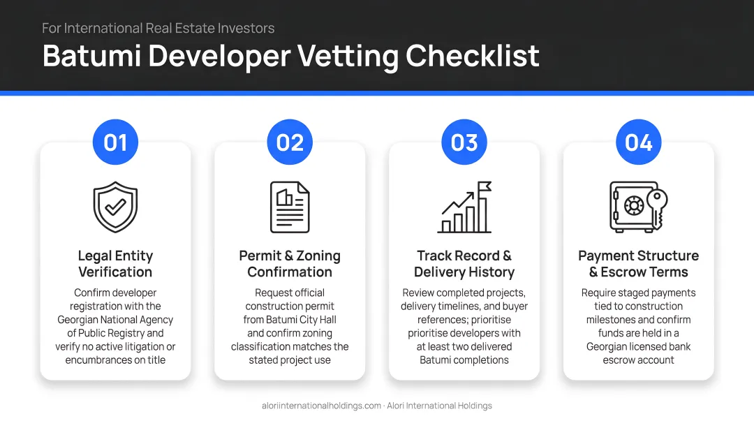 Four-step Batumi developer vetting checklist for international real estate investors