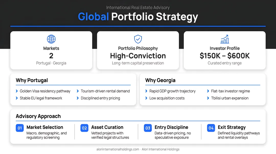 International real estate investment advisor consulting with American client on global portfolio strategy