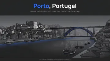 Porto Portugal cityscape with Douro River medieval architecture and waterfront district