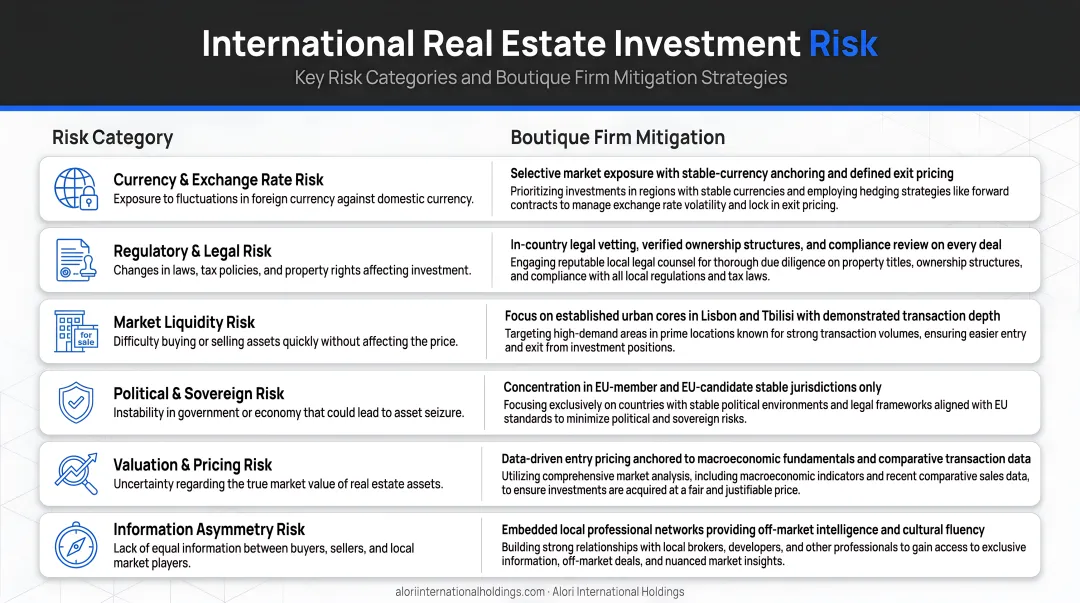 International real estate investment risk categories and boutique firm mitigation strategies