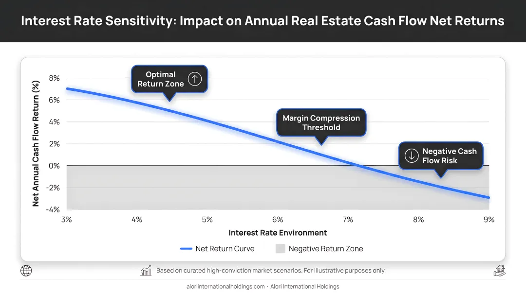 Interest rate sensitivity impact on annual real estate cash flow net returns